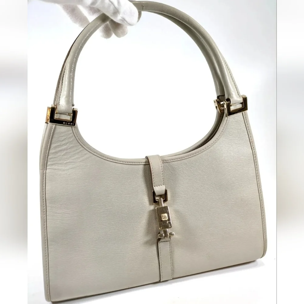 🔥 Vintage GUCCI Jackie Hand Bag 🔥 In Dove Grey Leather - Picture 1 of 14